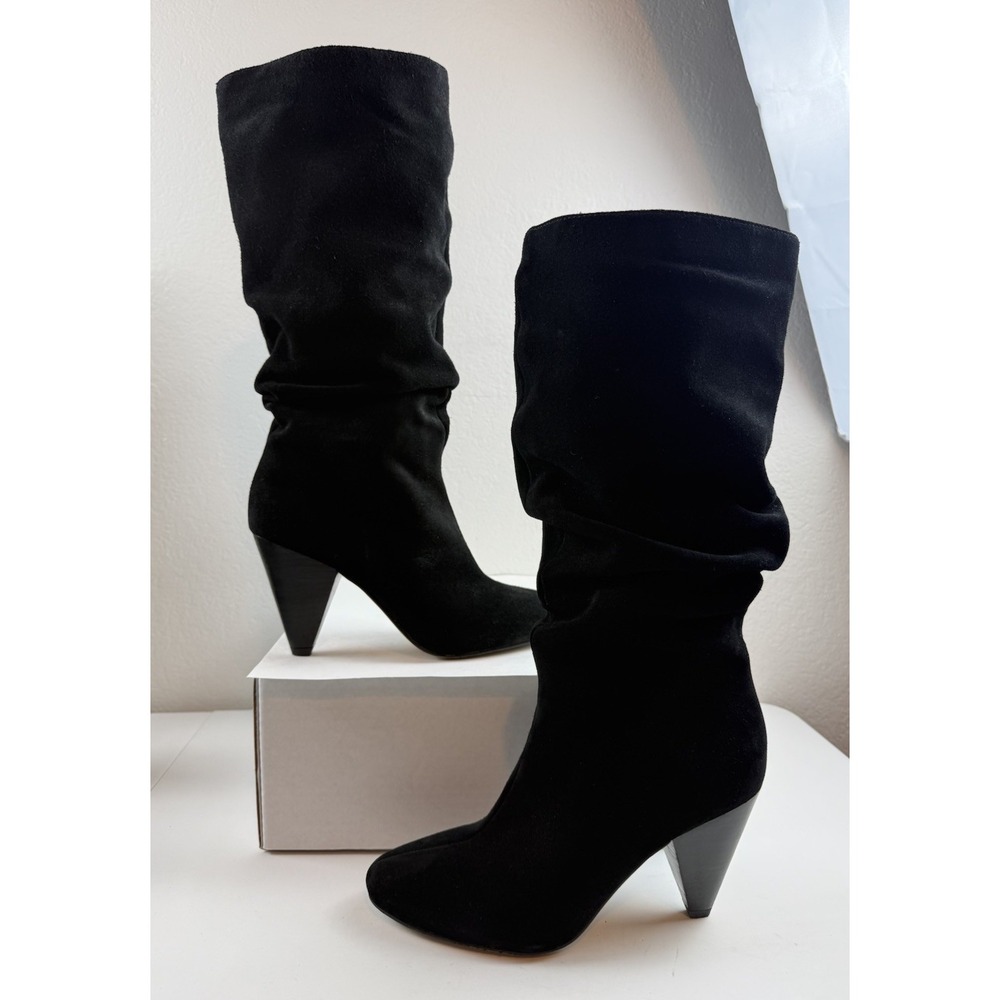 Vince Camuto Womens Gerii Black Suede Leather Slouch Knee High Heel Boots 8.5M - Picture 7 of 8